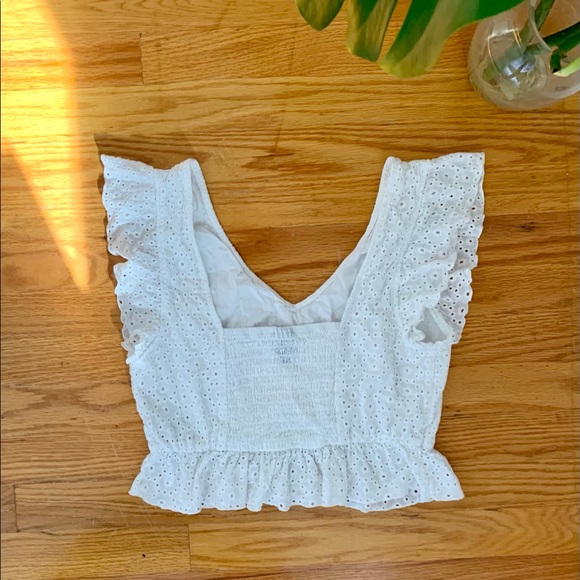 Wild Fable White Eyelet Lace Ruffled Crop Top - Picture 2 of 5